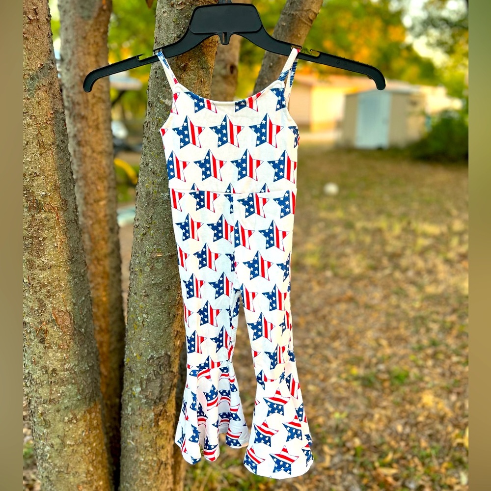 Red, White & Blue Bell Bottom Jumpsuit